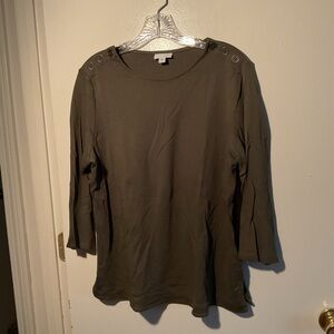 J. Jill Women's Olive Button-Shoulder Top